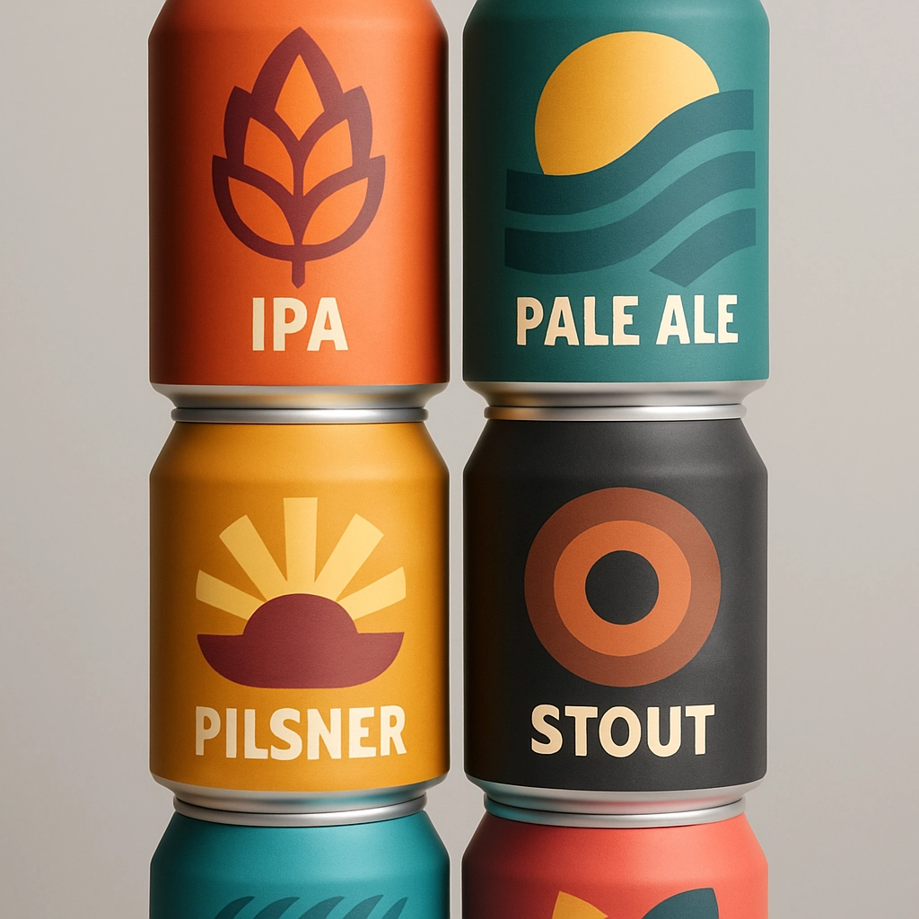 Craft beer can lineup