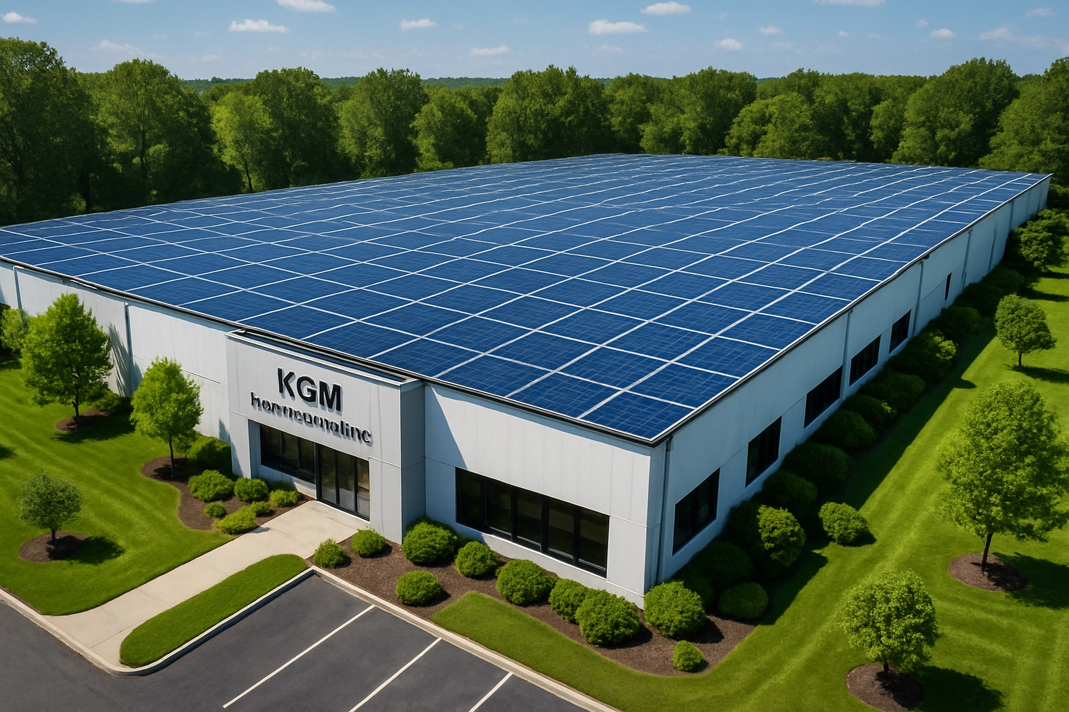 Solar panels on facility roof